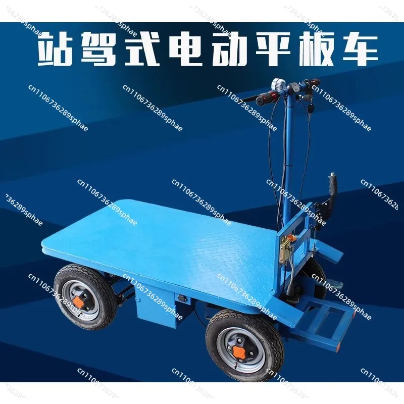 Electric hand push flatbed truck handling four-wheel transportation site greenhouse truck logistics workshop load