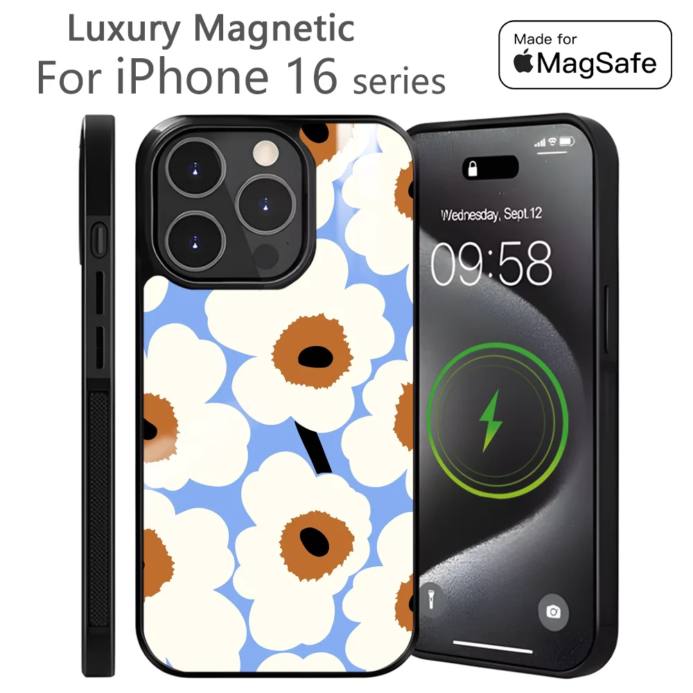 

Fashion Design M-M-MarimekkoS Phone Case For iPhone 16 15 14 13 12 11 Pro Max Plus Mini Magnetic Magsafe Wireless Charging Cover