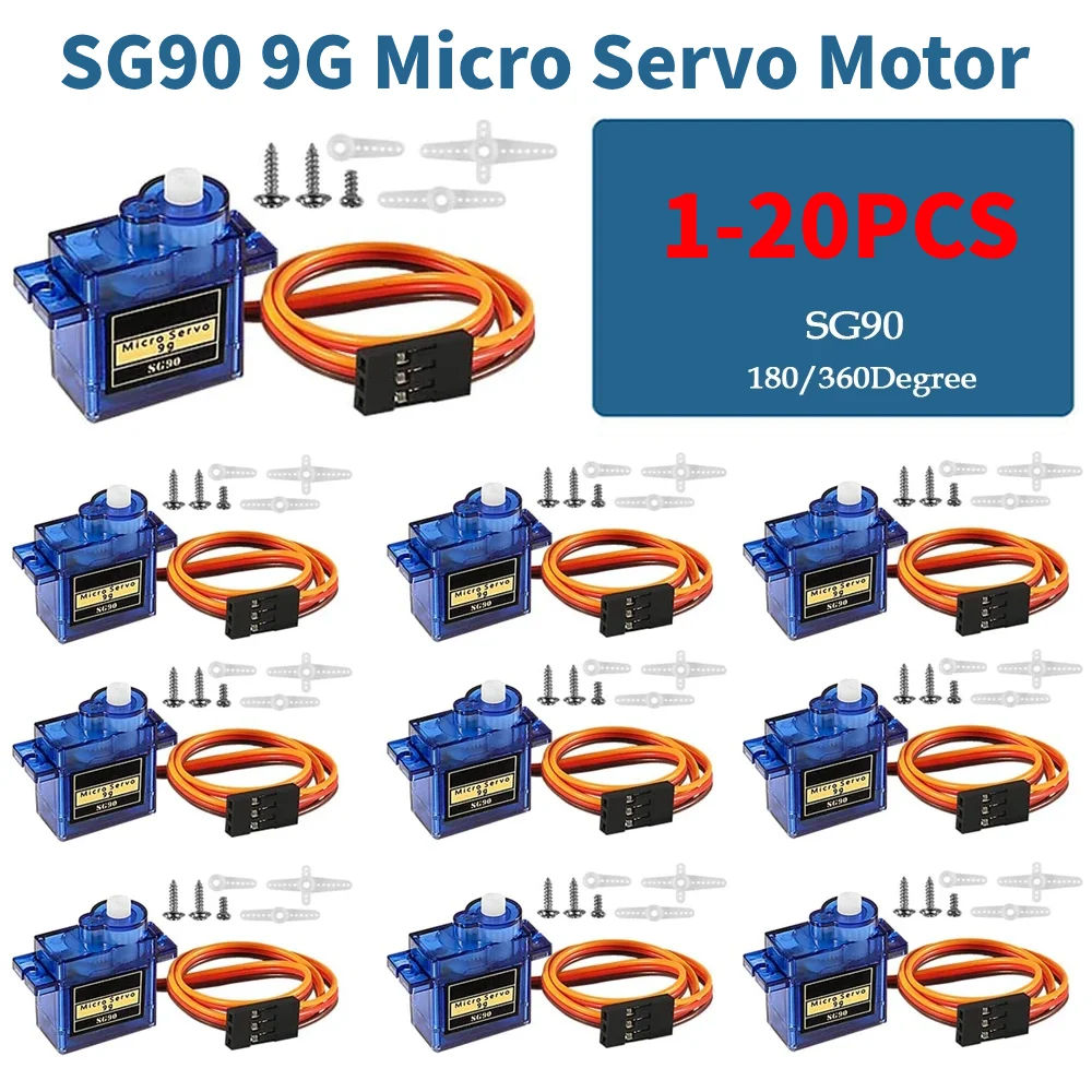 

SG90 9G Miniature Servo Motor Fixed-Wing Micro Gear Servo Motor 180/360 Degrees for Airplane Aeroplane Helicopter