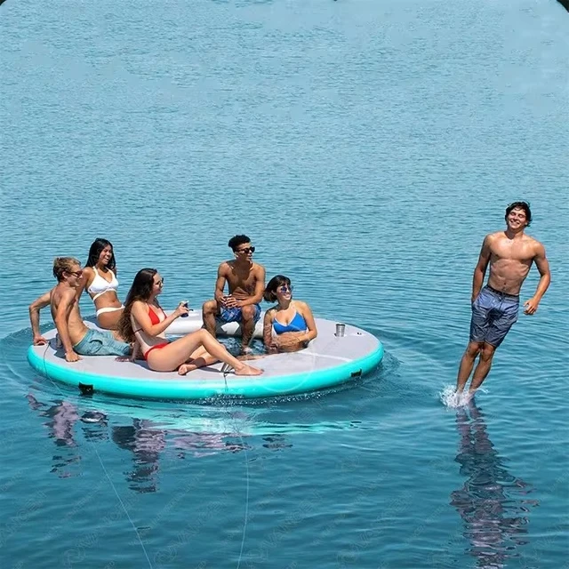 Party Hard Inflatable Boat Platform Floating Pier and Water Rides Fishing