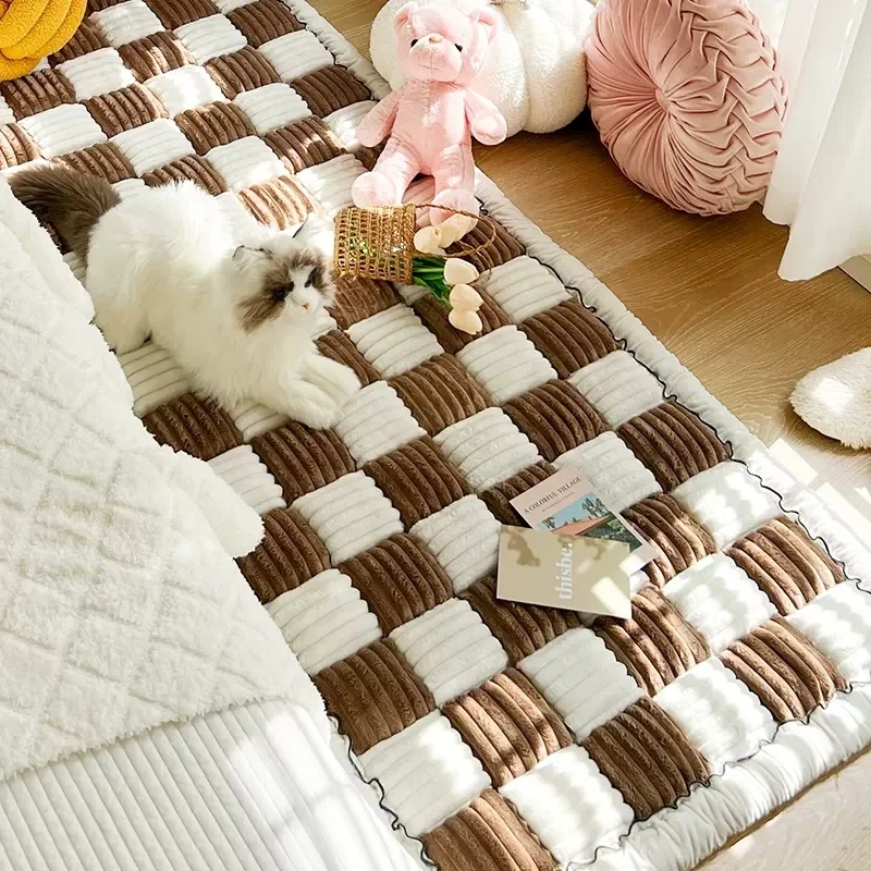 Thick Hand-Stitched Small Rug - Couch Cover for Dogs Washable, Fuzzy Pet Couch Covers for Sofa Pet Friendly, Non Slip Sofa Cover