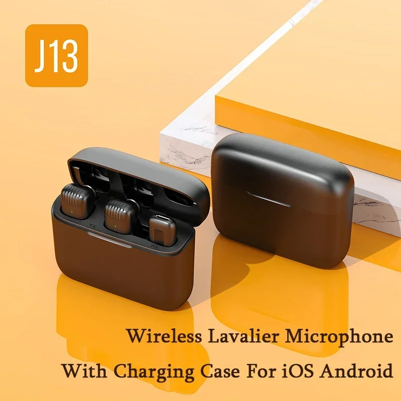 J13 Draadloze Lavalier Microfoon Met Oplader Case Draagbare Audio Video-Ontvanger Mini Mic Voor Iphone Android Tablet Gaming Live