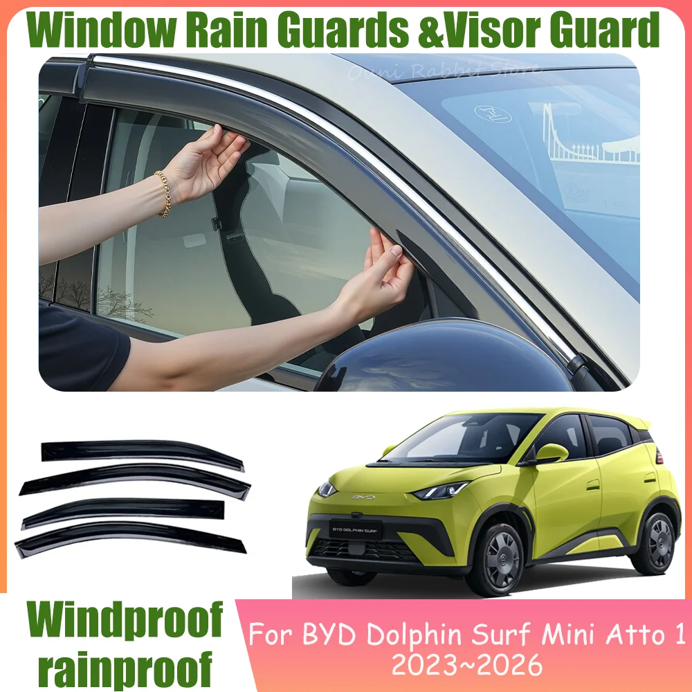 

Для BYD Dolphin Surf Mini Atto 1 2023~2026 2024 2025: Дефлекторы окон, защита от солнца и дождя, козырьки на боковые окна, аксессуары