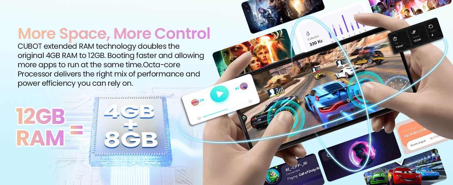 Cubot A10 Android Smartphone , 12GB (4GB+8GB)+128GB ROM, Octa-core, 6.56-Inch 90Hz Screen, 5100mAh, 48MP