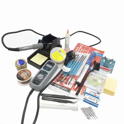 Original 220V/110V YIHUA 908D Soldering Iron Temperature Adjustable Electric Welding Soldering Iron +5tips+stand+tweezers+sponge