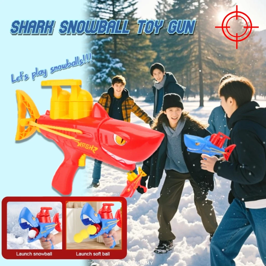 

Shark Snowball Launcher Toy Gun Kids Cartoon Gun Outdoor Snowball Fight Game Essentials Winter Gift For Children