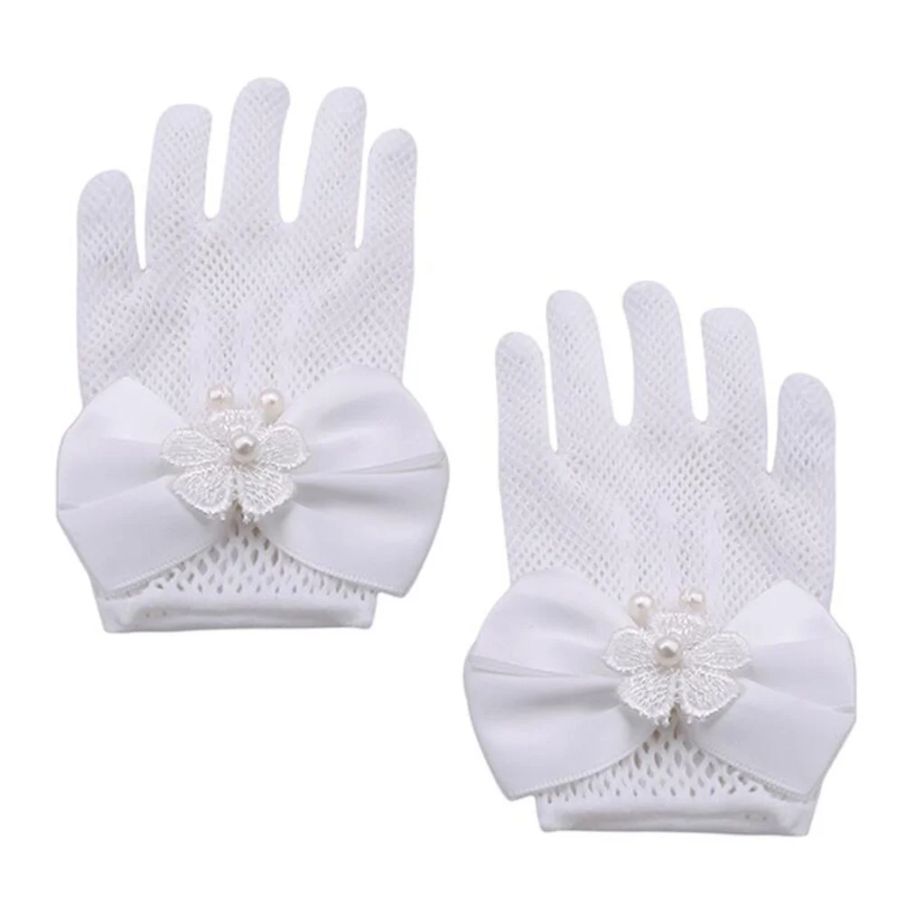 

1Pair Childrens Lace Gloves Elegant Wedding Flower Girl Accessory Soft Durable Stage Performance Ballet Cosplay Costume