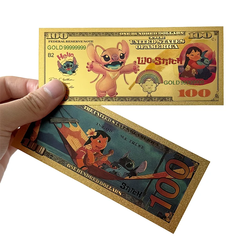 Disney Stitch Toys Cards Micky Gold Foil Card Collections Collectible Commemorative Coins Toys Cards For Gifts Adults