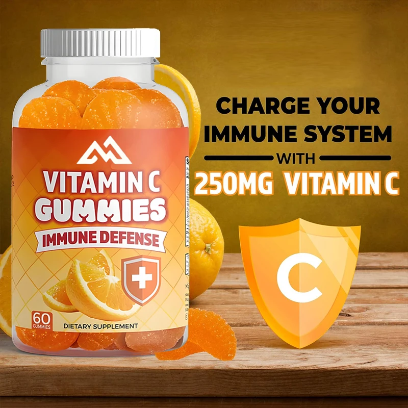 

Vitamin C gummies orange vitamin C gummies support a healthy immune system, gluten free vegetarian diet (60 pills)