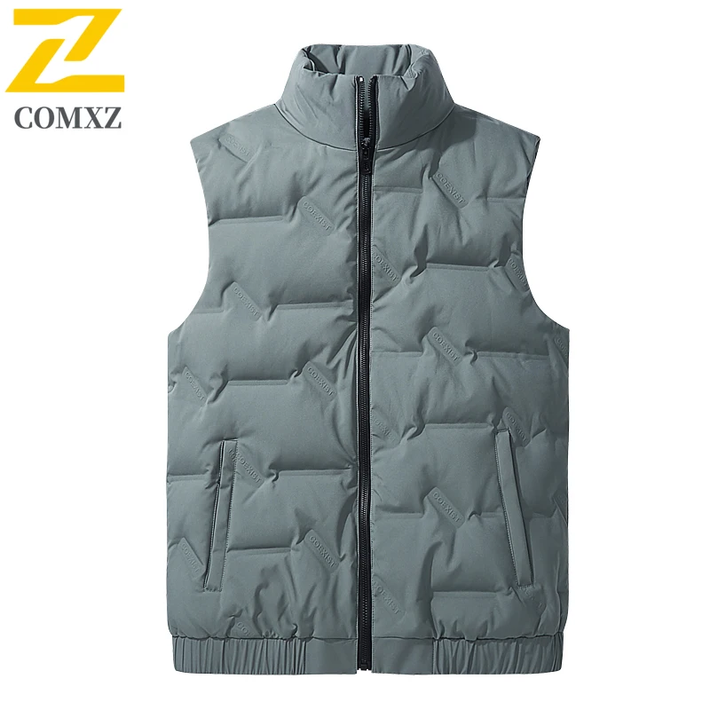 

COMXZ зимний мужской однотонный жилет, пуховик, легкий пуховик на утином пуху, хлопковое водонепроницаемое ветрозащитное спортивное пальто на открытом воздухе