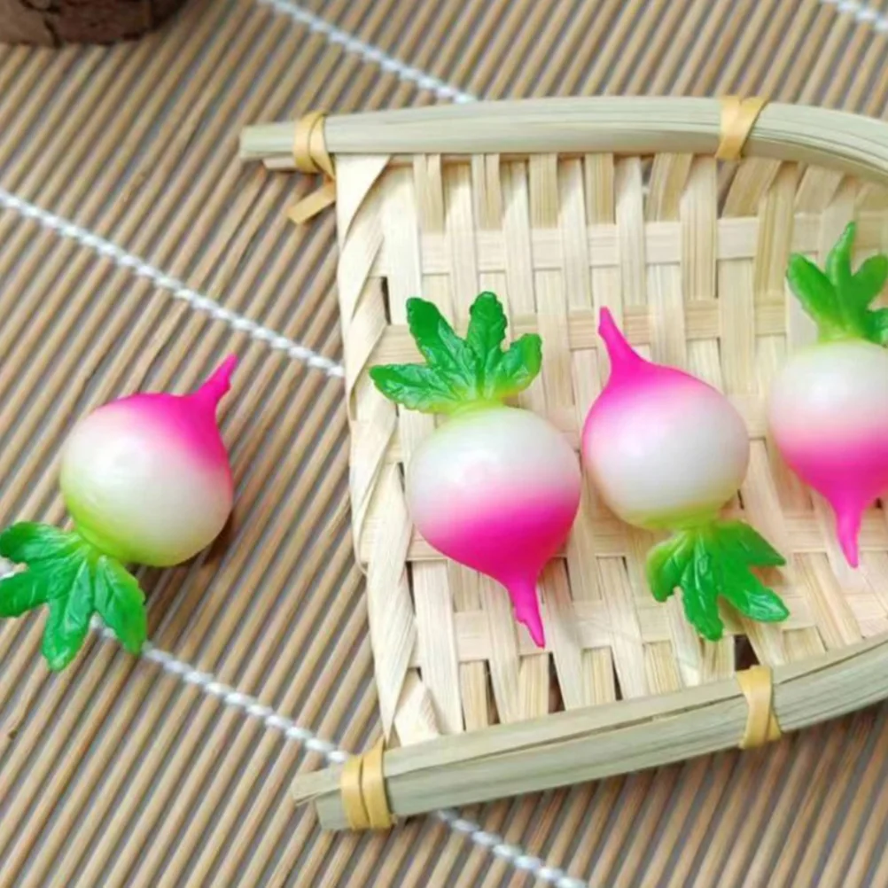 6 Pcs Simulated Vegetables Simulation Radish Party Decoration Kitchen Props Household Home Fake Mini Lifelike Resin