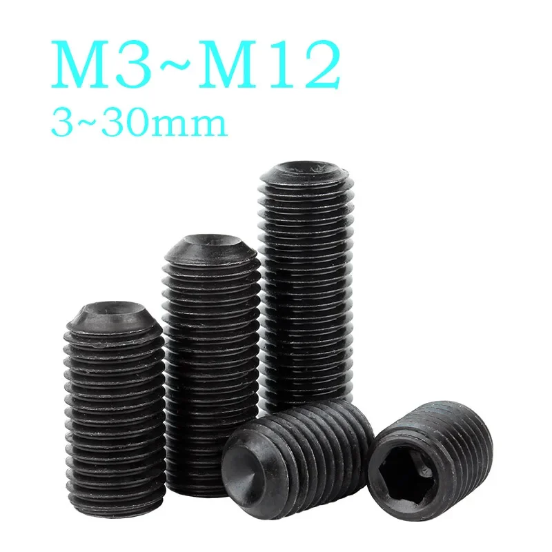 2~20 Pcs Grade 12.9 Alloy Steel Headless Hexagon Screw M3 M4 M5 M6 M8 M10 M12 Headless Cup Point Set Screw