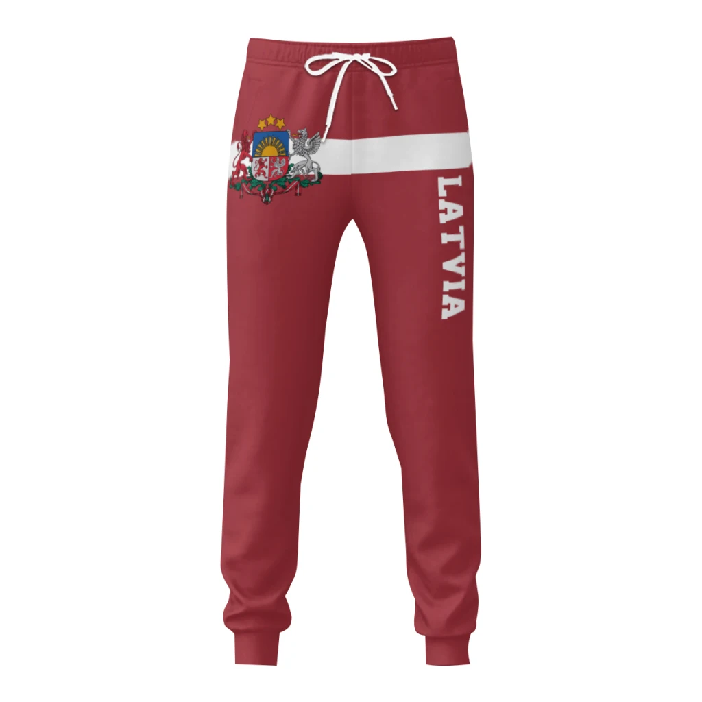 Mens Sweatpants Latvia Flag Latvians Pants with Pockets Joggers Soccer Football Multifunction Sports Sweat With Drawstring