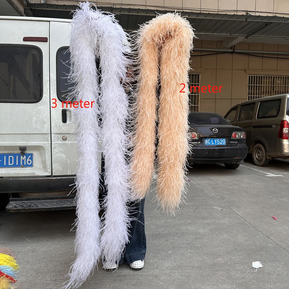 

3 Meters Long Ostrich feather boa ribbon Natural Ostrich Feathers Boa Scarf for Costume Dress Sewing Decoration plumas Shawl Diy