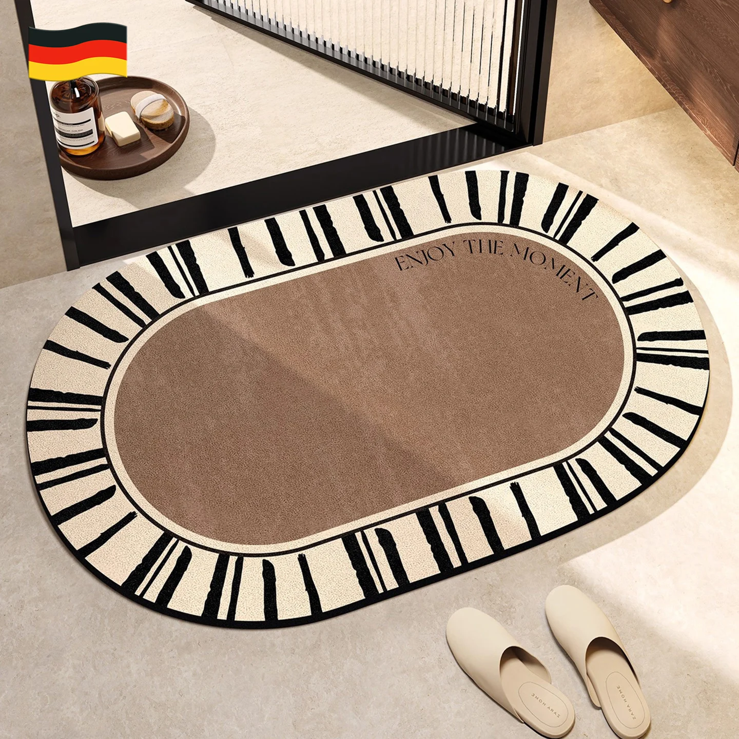

Bathroom Mat Anti-Slip Bath Room Toilet Carpet Water Absorbent Entrance Rug Non-Slip Floor Pad Home Decorative Oval Shape