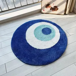 Evil Eye Rug Minimalist Carpet Home Decor Bathroom Handmade Tufted Custom Housewarming Gift Bedroom Aesthetic Plush