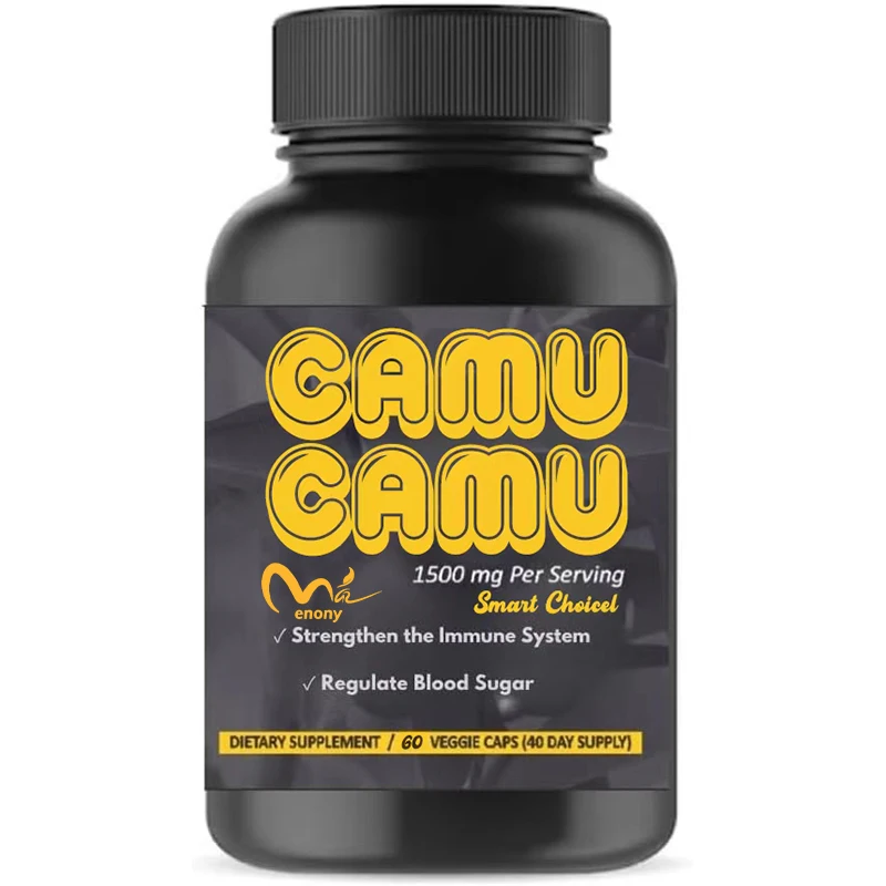 Vitamina C en Camu, 1500mg, suplemento 100% natural, apoya la inmunidad y el colágeno, 60 cápsulas vegetales