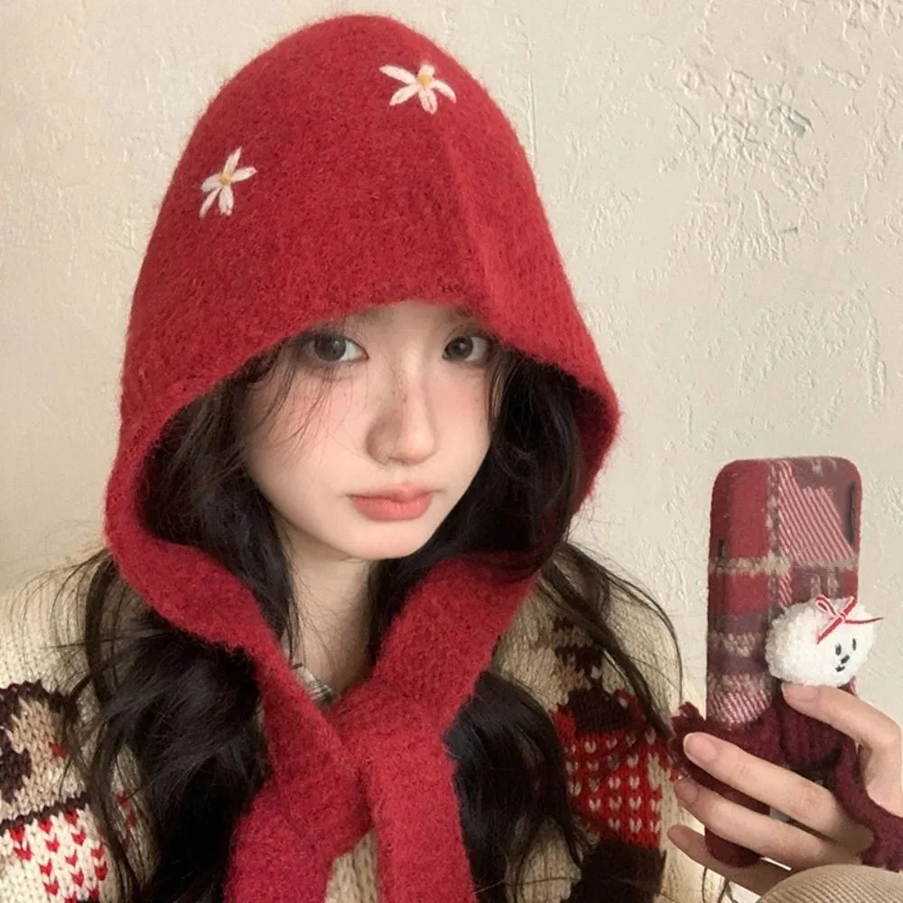 Cappello pullover creativo Cappello passamontagna fiore Berretto Cappello lavorato a maglia semplice Berretto invernale addensato carino caldo