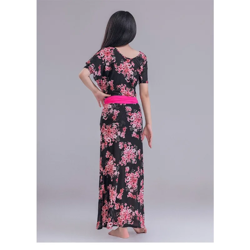 Trajes de dança do ventre personalizados, roupas de prática, robe plus size, vestido floral, roupas de performance de dança oriental