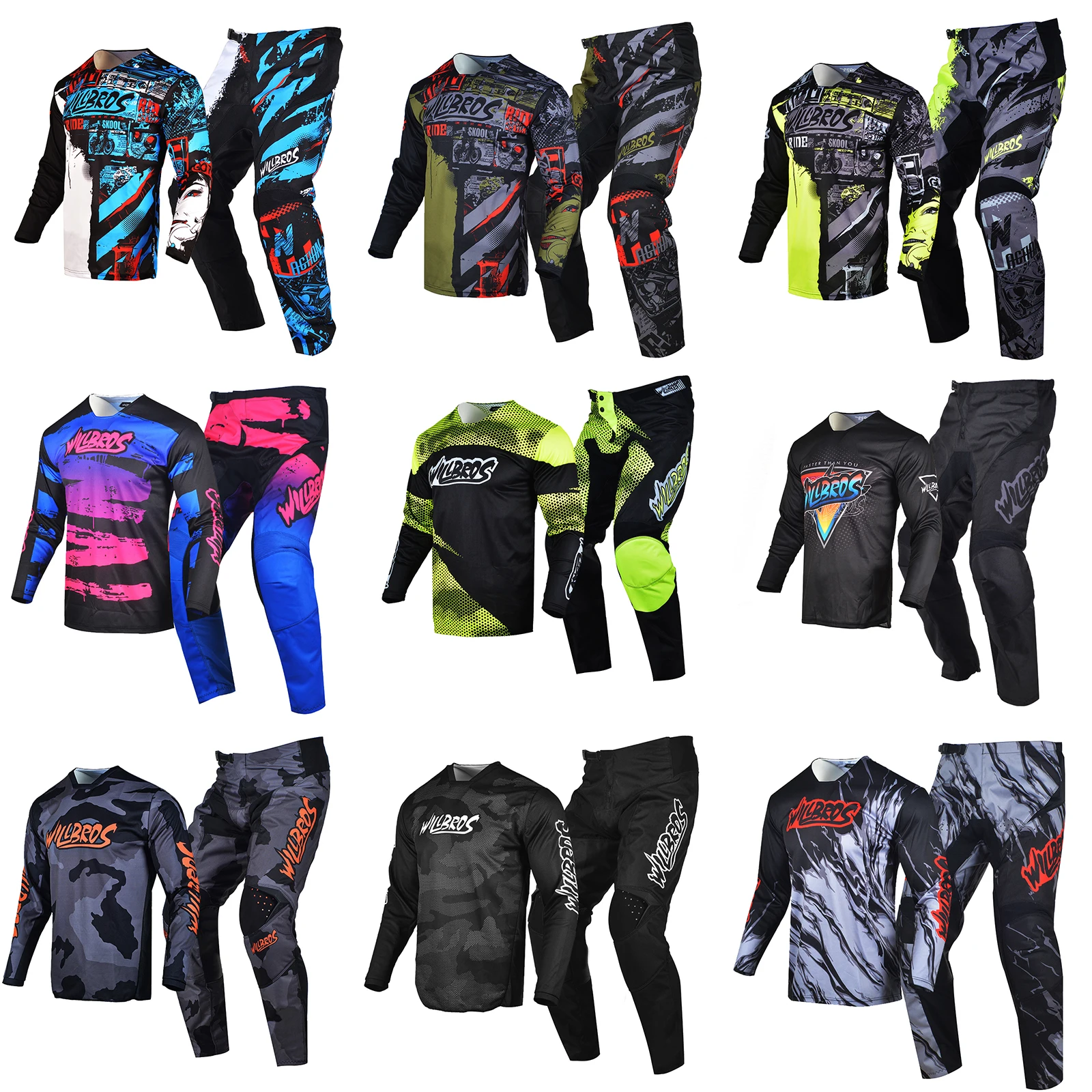 Willbros Enduro Jersey Pants Motocross Combo Gear Set MTB Downhill Bike Outfit Off-road Suit Men Moto Cross ATV UTV Cycling Kits