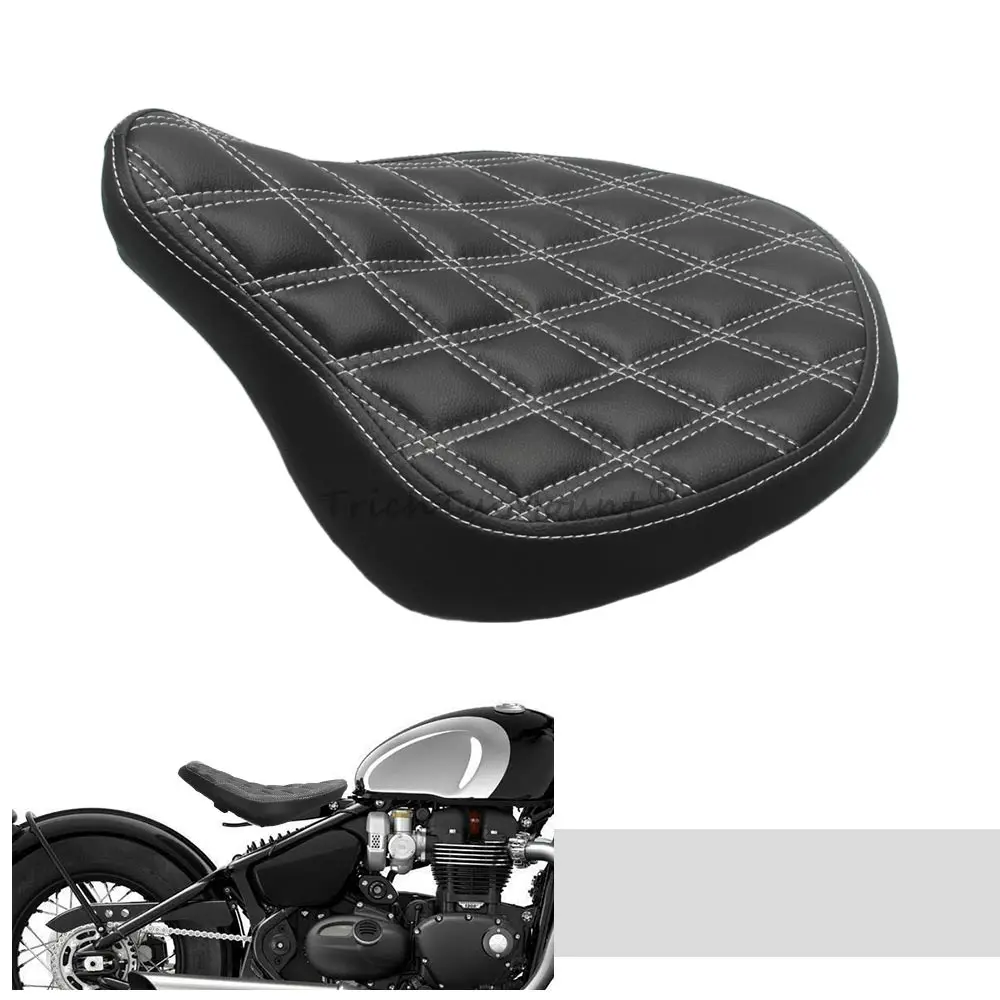Motorcycle Front Seat Pad Cover Classic Design Fits For Triumph Bonneville Bobber 2017-2025 Black Models 2018-2020 Black White