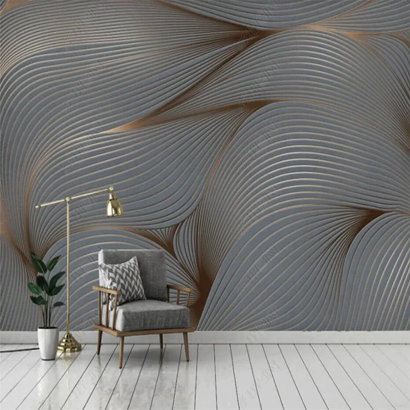 

Custom Geometric Abstract Lines Modern Minimalist Home Decor Mural 3D Photo Industrial Decor Wall Paper Self-adhesive Wallpaper