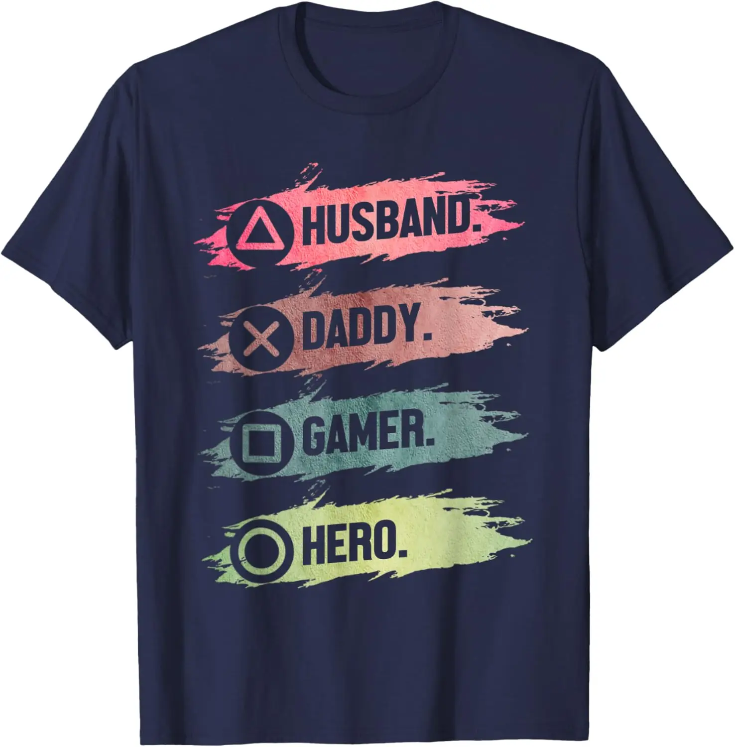 Mens Husband Daddy Gamer Hero Funny Gaming Dad Father's Day T-Shirt