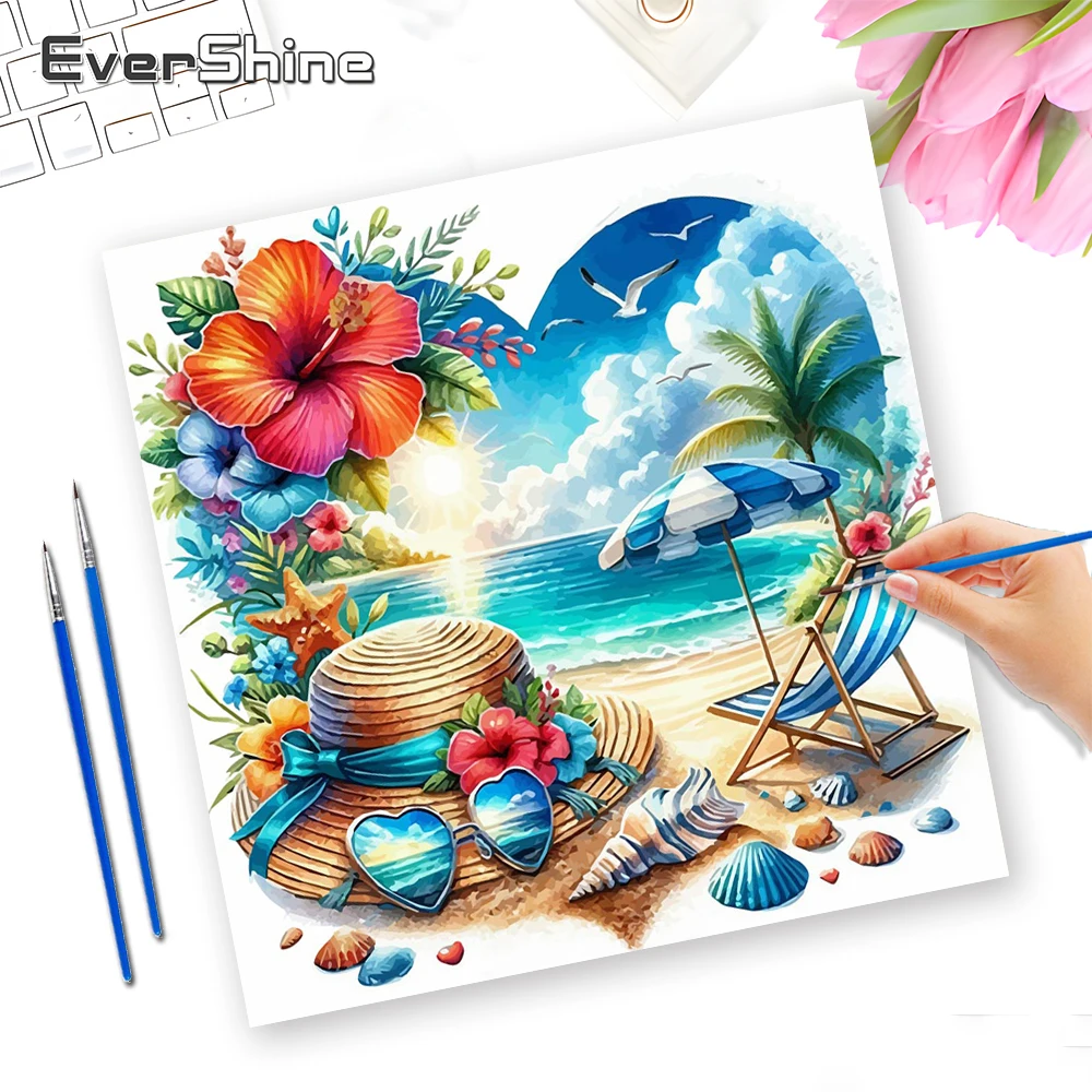 

Evershine Digital Oil Painting Seaside Drawingcoloring By Numbers Landscape Drawing On Canvas Flower Wall Decoration