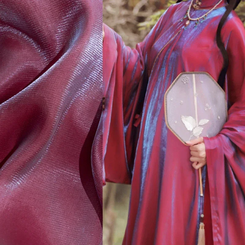100 см териленовый хлопок борз атласная градиентная ткань Hanfu конская юбка рубашка Cheongsam дышащая глянцевая одежда дизайнерская ткань