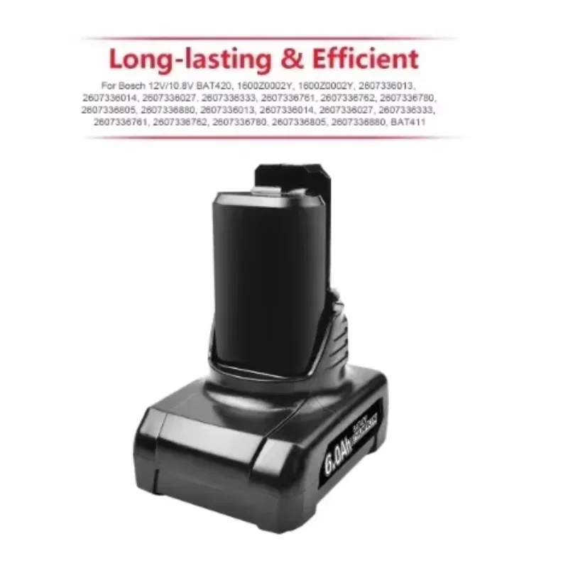 12 فولت Bosch 6Ah ليثيوم أيون BAT420 BAT411 استبدال البطارية لبوش BAT411 BAT412 BAT413 BAT414 10.8 فولت بطارية أدوات كهربائية لاسلكية #5