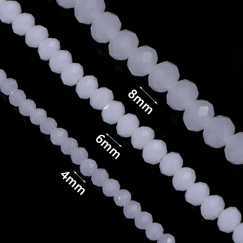 1 Strand 4 6 8mm White Jade Faceted Crystal Beads Glass Loose Spacer Beads For Jewelry Making DIY Necklace Bracelets Accessories