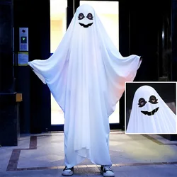 Bambini adulti Halloween Ghost Cosplay Scream Costumes dolcetto o scherzetto vestiti foglio bianco con sacchetto di caramelle Costume da festa per bambini