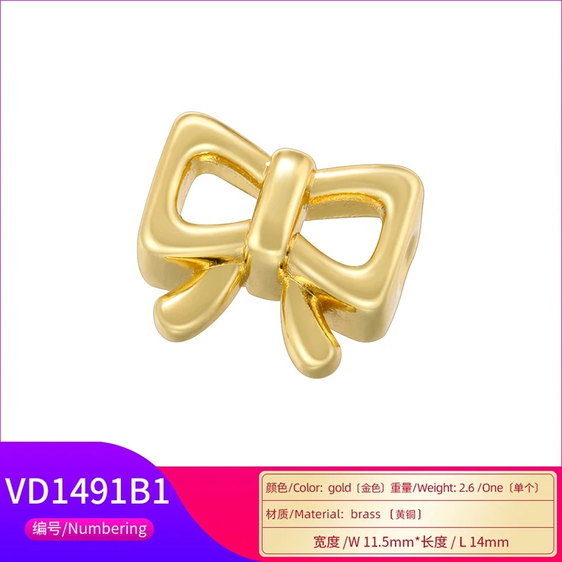 ZHUKOU 18k gold plated 3 styles bow pendant ladies DIY jewellery accessories: VD1491-VD1493