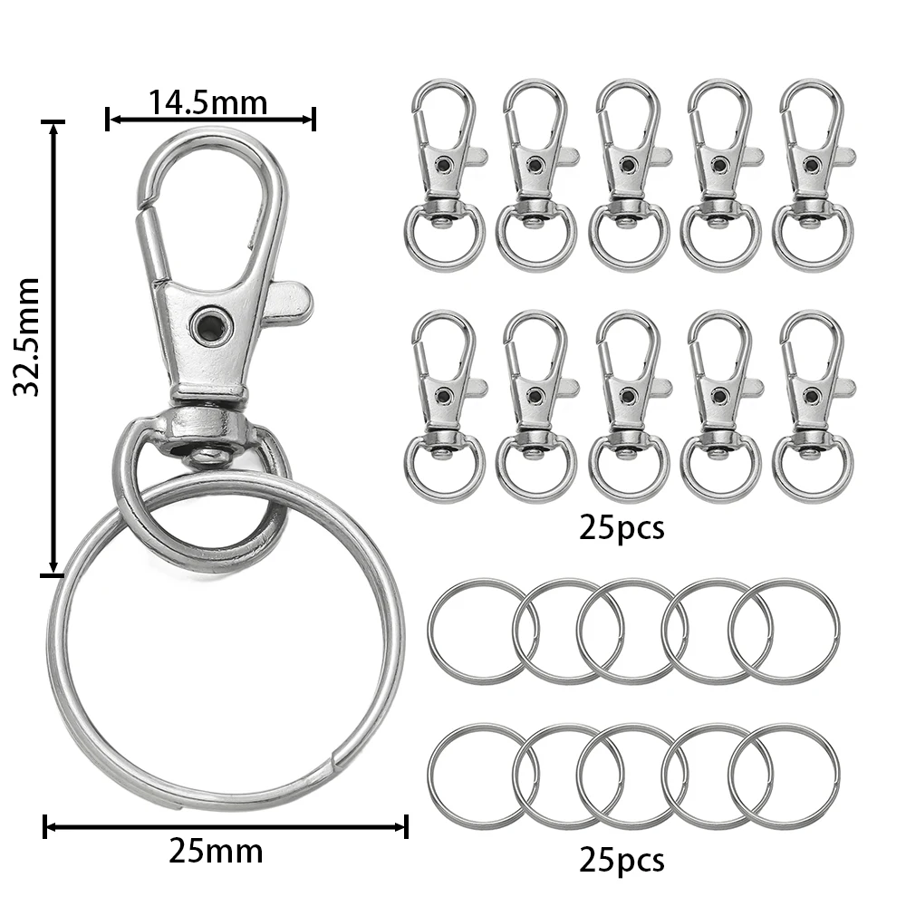 50pcs Swivel Snap Hooks with Key Rings
