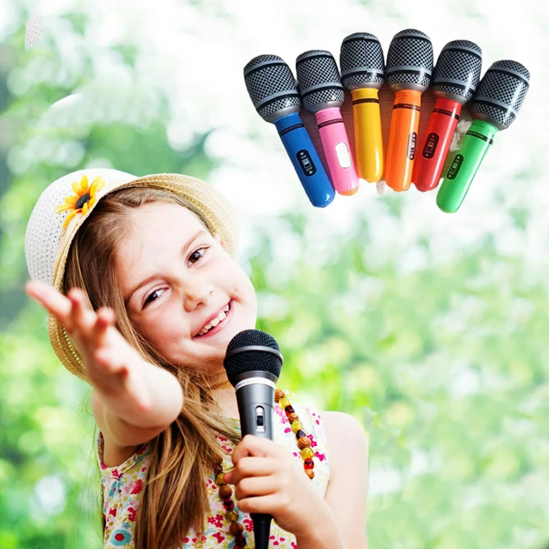 

5PC Kids Inflatable Toys Simulation Microphone Stage Performance Musical Instrument Props Funny K Song Game Mini Microphone Toys