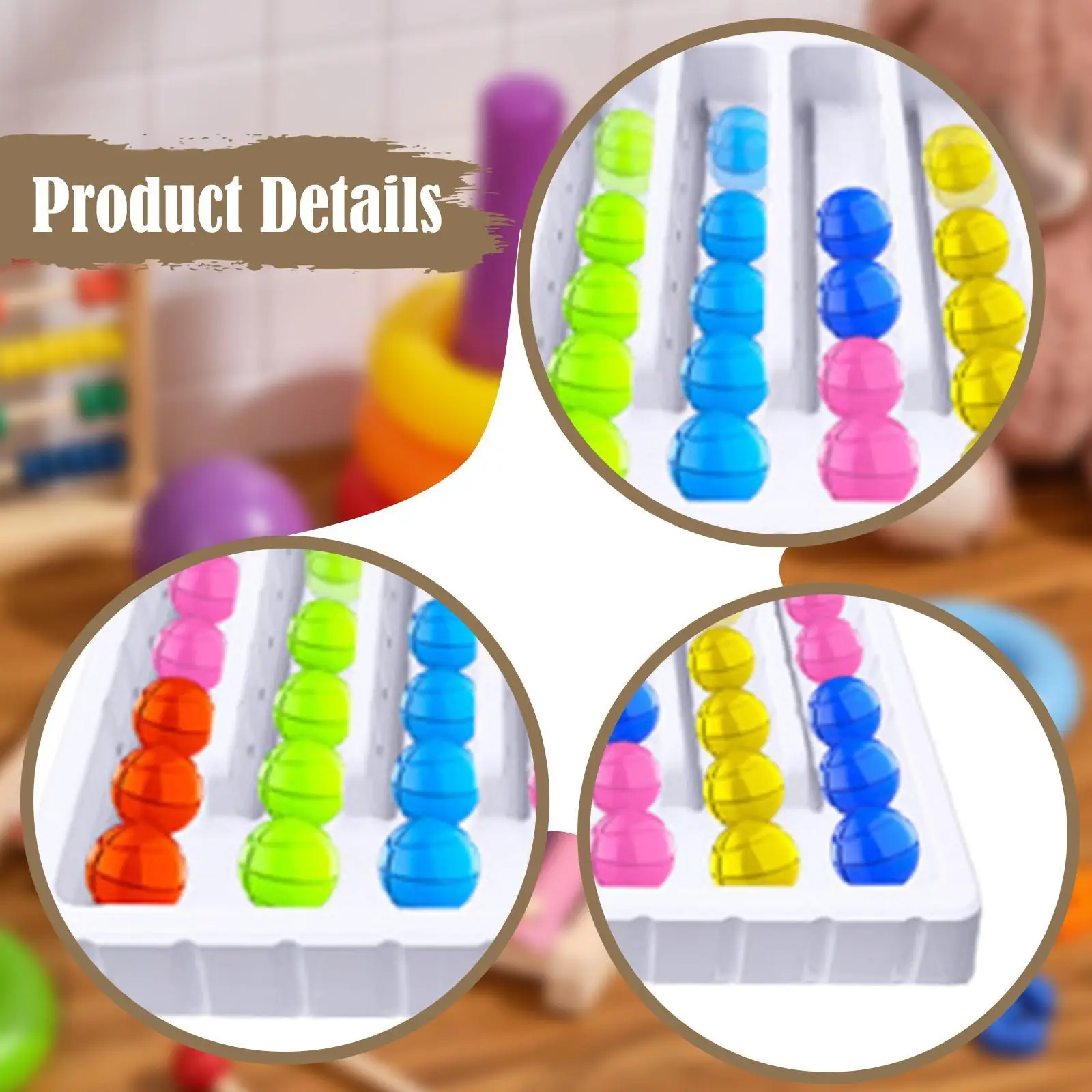 Color Sorting Toys Color Matching Portable Hand Eye Coordination Color Ball Return Game Sensory Toys for Boys Girls Toddlers