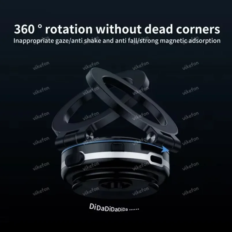 360 Rotation Car Phone Stand Vacuum Magnetic Suction Cup Holder For Magsafe iPhone 16 15 14 13 12 Electric Vacuum Folding Swivel image 3
