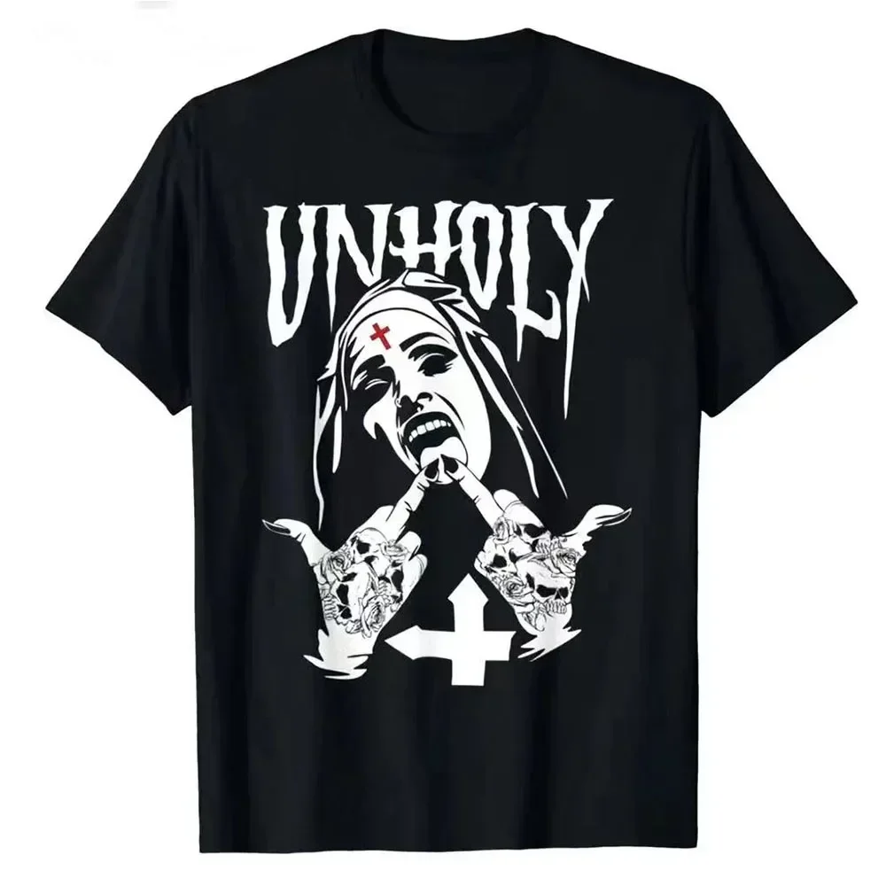 YZLDS T Shirt for Man Setenic Nun Tattoos Unholy Y2k Style Graphic Cotton T-shirt Nun Satan Vintage Luxury Summer Men's Clothing