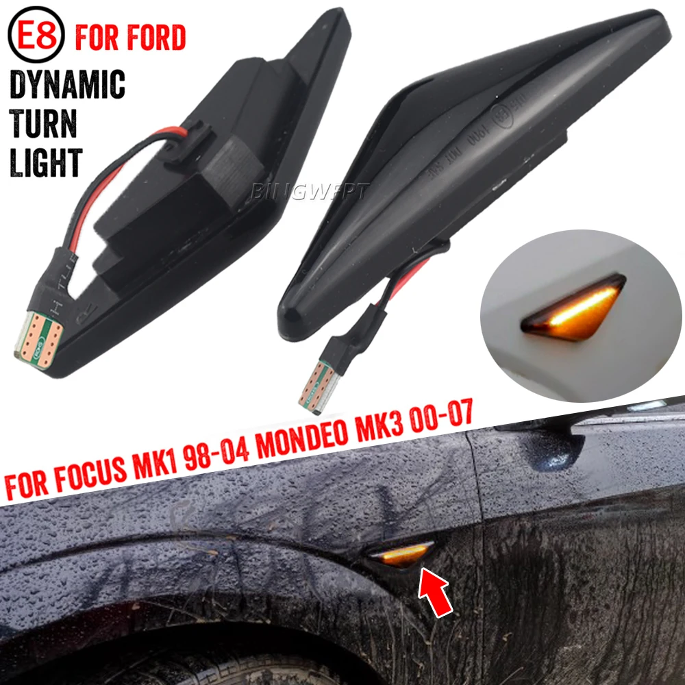 LED Dynamic Side Marker Turn Signal Indicator Blinker Lamp For Ford Mondeo MK III 2000 2001 2002 2003 - 2007 Second Generation