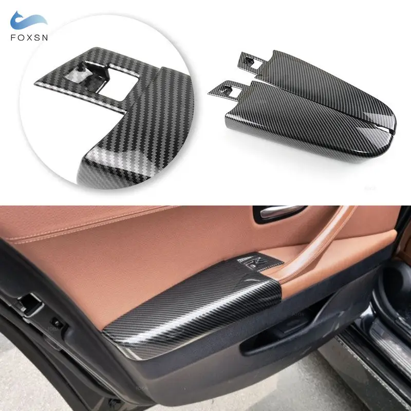 For BMW 5 Series F10 F18 2011 2012 2013 2014 2015 2016 2017 Car Interior Door Panel Armrest Cover ABS Carbon Style Accessories