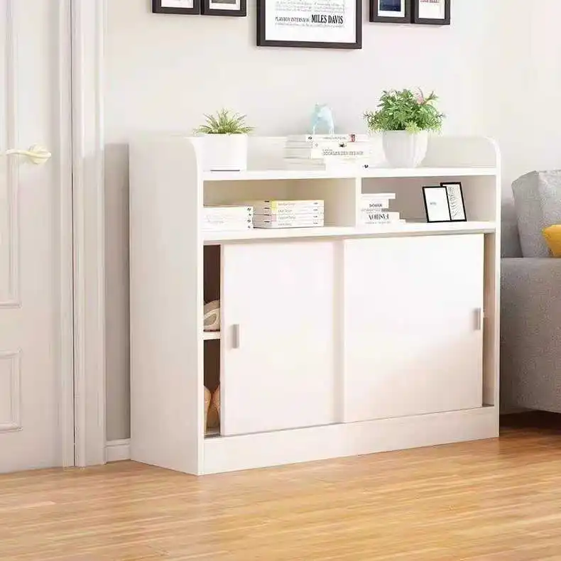 Customized solid wood doorstep shoe cabinet, simple modern sliding door storage cabinet, small unit, corridor, and porch cabinet