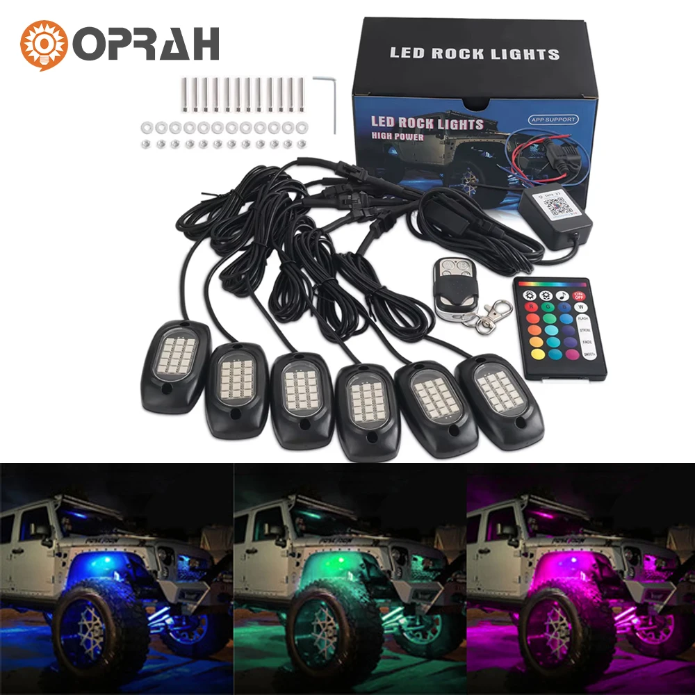 4/5/6 Pods RGB LED Rock Light Music Mode APP Remote Control Kit Symphony Moving Ambient Underglow Neon Lamp For Truck Jeep SUV