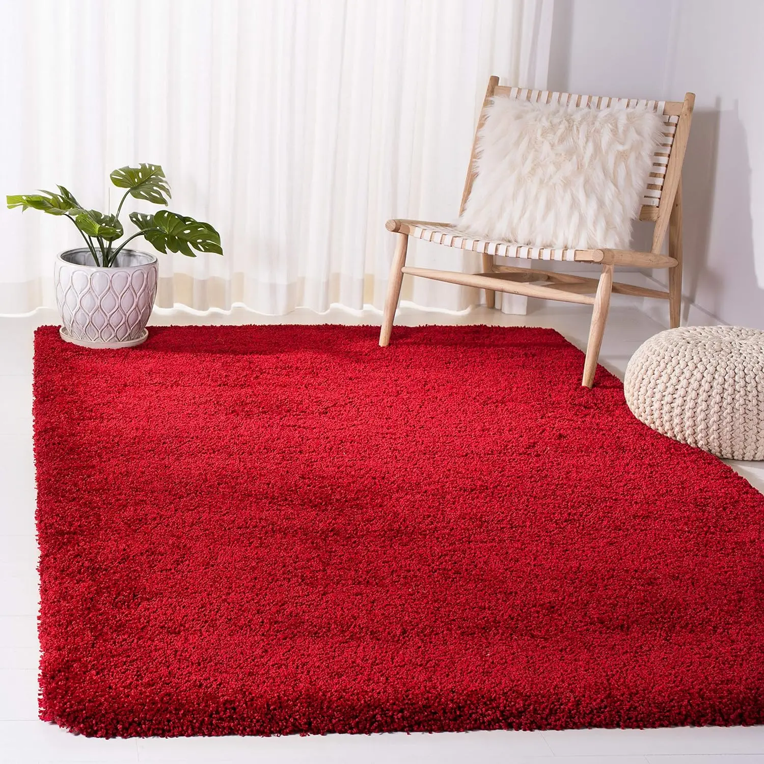 

Milan Shag Collection Area Rug - 8' x 10', Red, Solid Design, Non-Shedding & Easy Care, 2-inch Thick Ideal for High Traffic