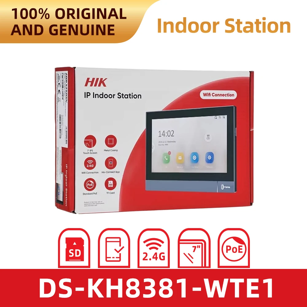 Hikvision DS-KH8381-WTE1 7 Inch Touch Screen IP Video Intercom 8 Series Indoor Station WiFi PoE Door Phone Intercom System