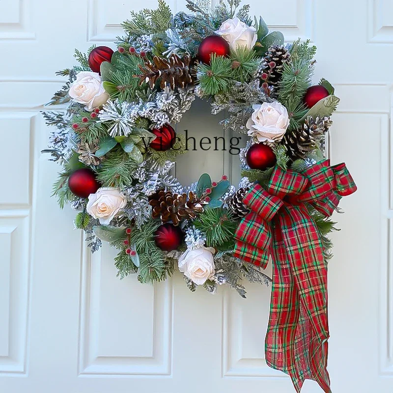 L7-15 new Christmas rose decorative wreath 50CM60CM window hotel lobby creative ornaments