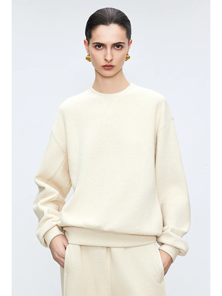 

Удобный комплект из свитшота с круглым вырезом и брюк из хлопка с воздушной прослойкой, свободного кроя, женская повседневная одежда из Нинся