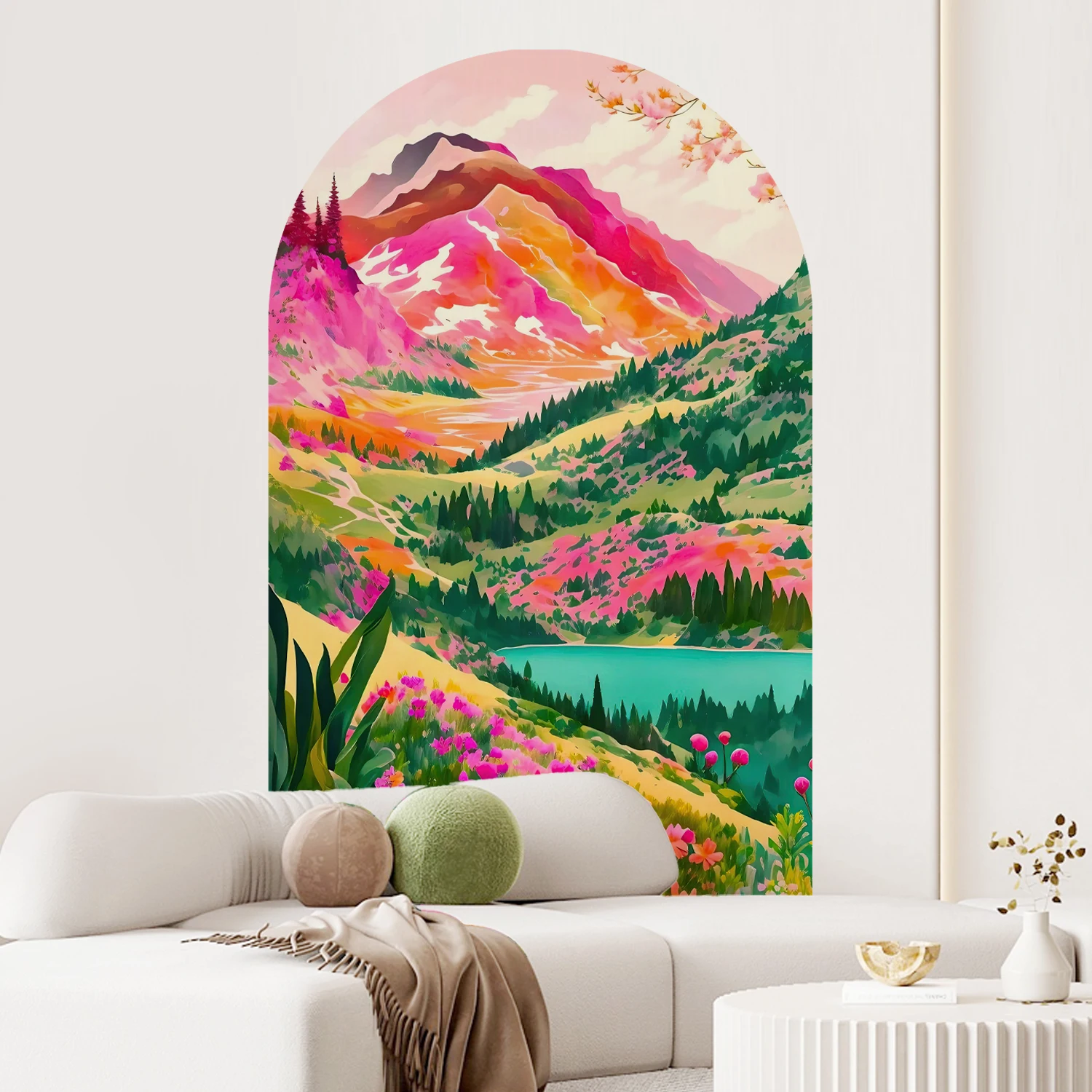 

Colorful Mountains View Series Arch Wall Sticker Bedroom Living Room Art Wallpaper Decal Mural Decor Waterproof Peel & Stick