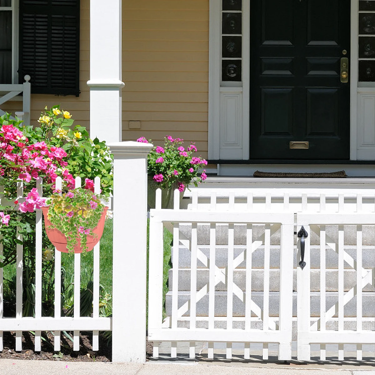 

Plant Pots Indoor Imitation Patterned Half Circle Hanging Flower Pot Wall Mounted Planter Red Space Saving Decorative