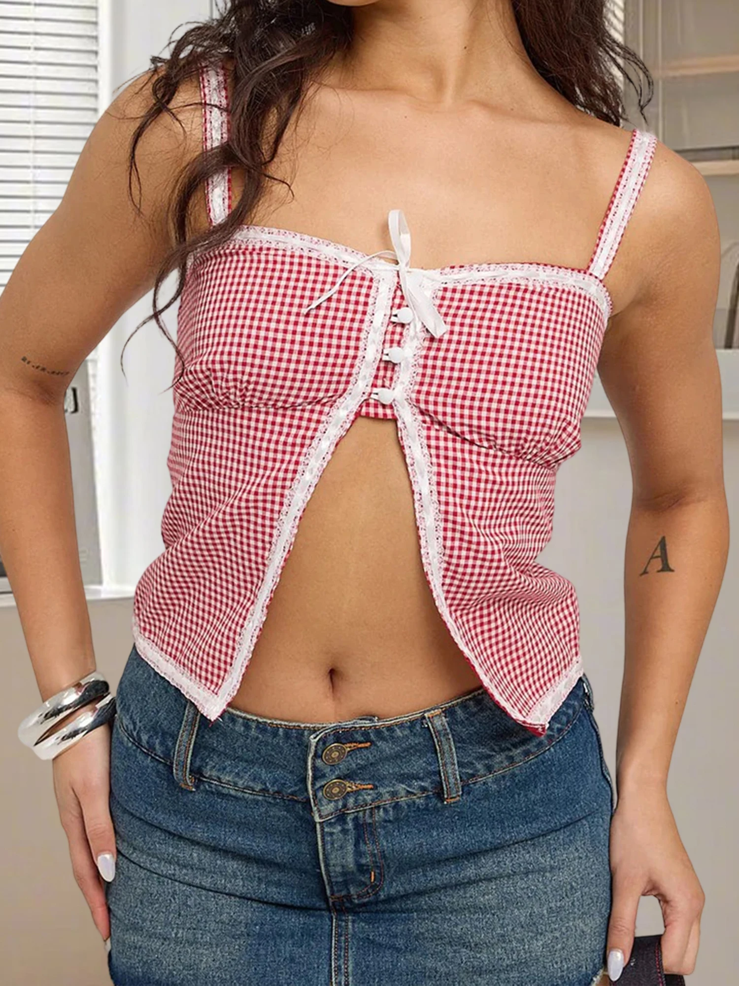 

Elegant Floral Print Halter Neck Sleeveless Lace Trim Crop Top for Women Summer Party Clubwear Camisole Blouse