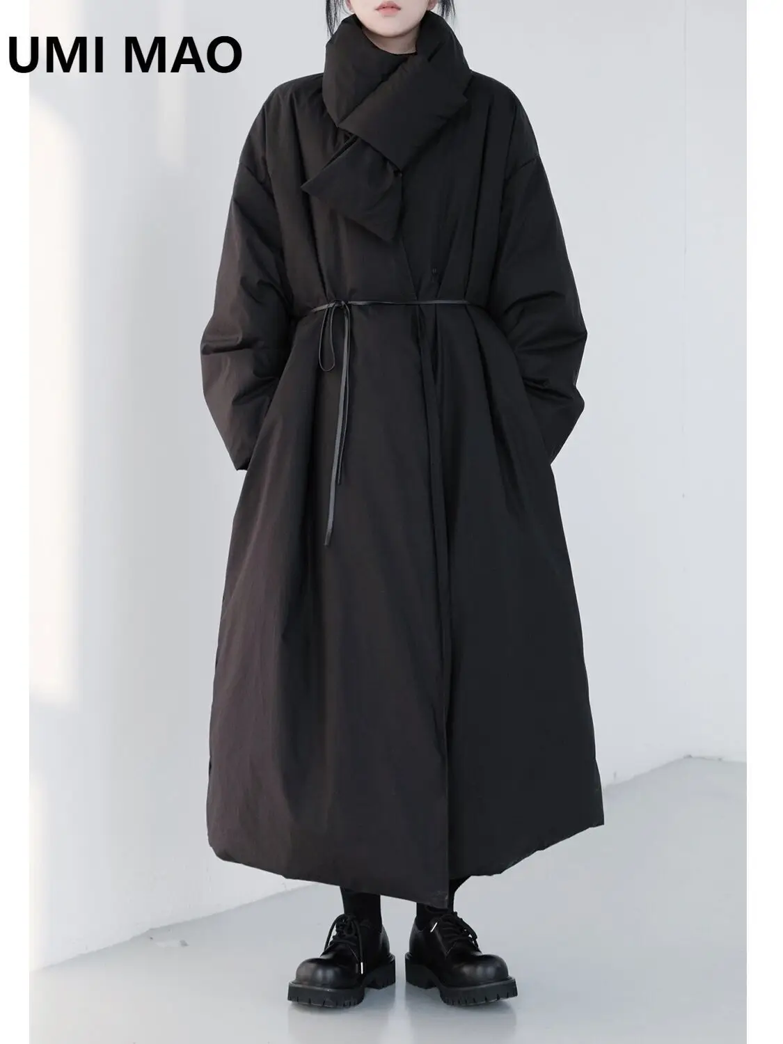 UMI MAO Yamamoto Dark Coat Femme Super Thick Life Long Jacket With 90% White Duck Down Jackets Warmth And Laziness
